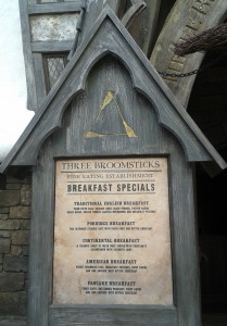 Three Broomsticks breakfast menu