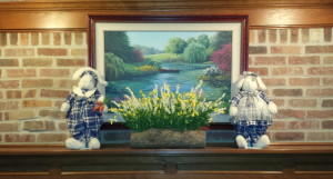 Spring Mantel Decoration - final with bunnies