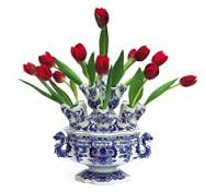 Delfware tulip vase - smaller version in blooom