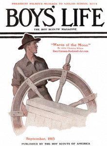 1913 Boys Life - Scout at Ships Wheel