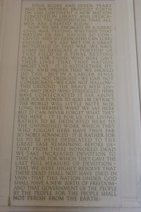 Lincoln Memorial - Gettysburg Address engraving