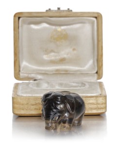 Faberge hardstone elephant with original box