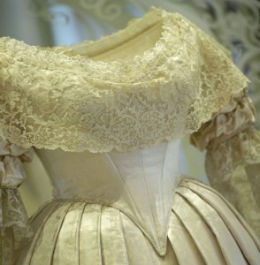 Queen Victoria wedding dress closeup bodice