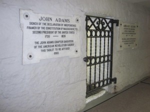 John Adams gravesite at United First Parish Church in Quincy Massachusetts