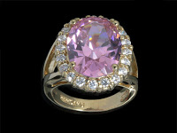 Kunzite and diamond ring