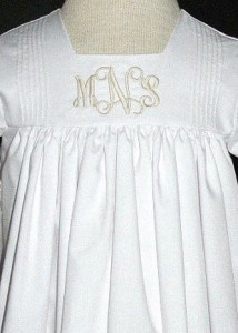 Baptism gown with monogram