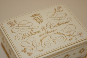 Prince William and Kate Middleton monogram on cake box